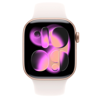 Apple Watch Series 11 GPS 46mm Rose Gold Aluminium Case Light Blush Sport Band - M/L (Light Blush Strap, Medium/Large)