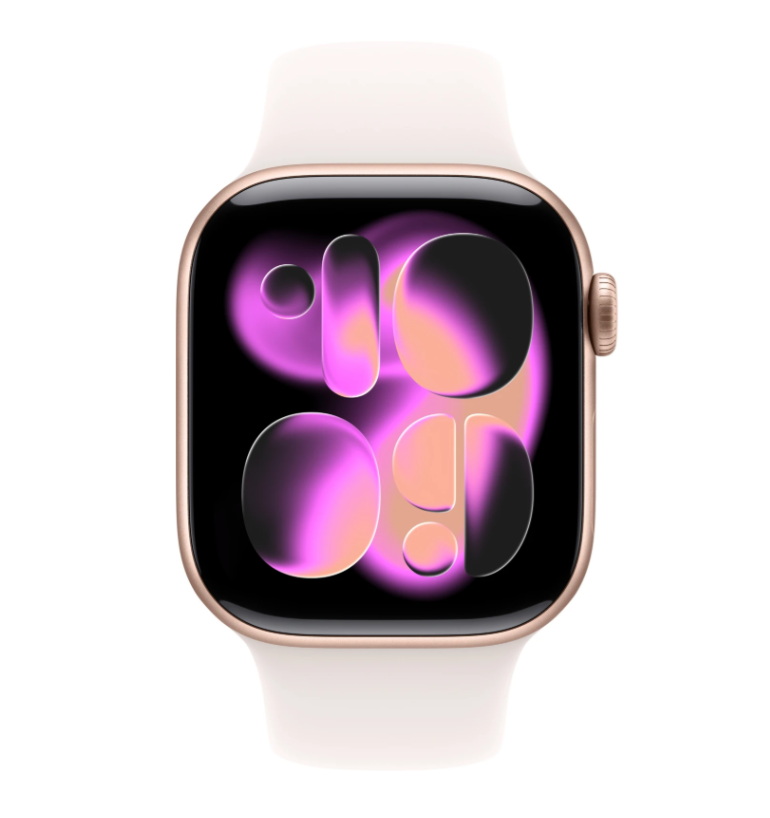 Apple Watch Series 11 GPS 46mm Rose Gold Aluminium Case Light Blush Sport Band - M/L (Light Blush Strap, Medium/Large)